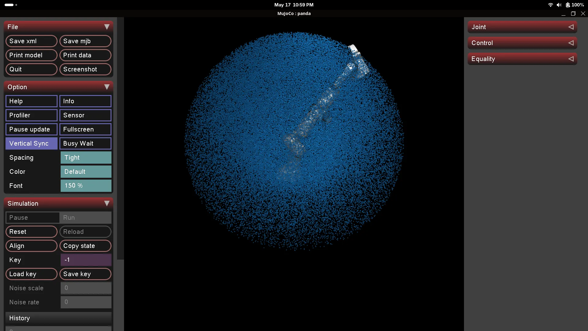 Arm reach in simulation space