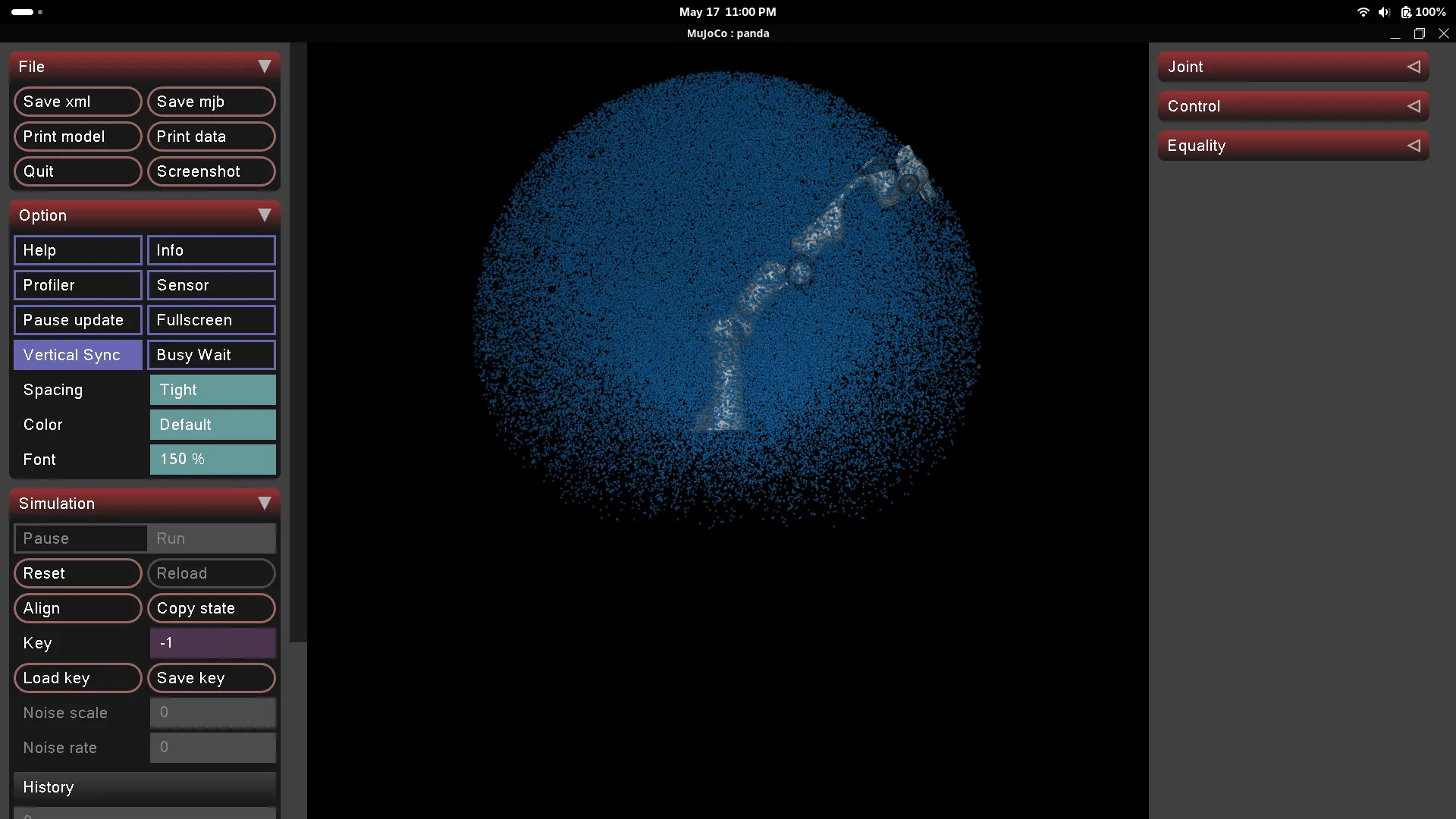 Arm reach in simulation space (alternate view)