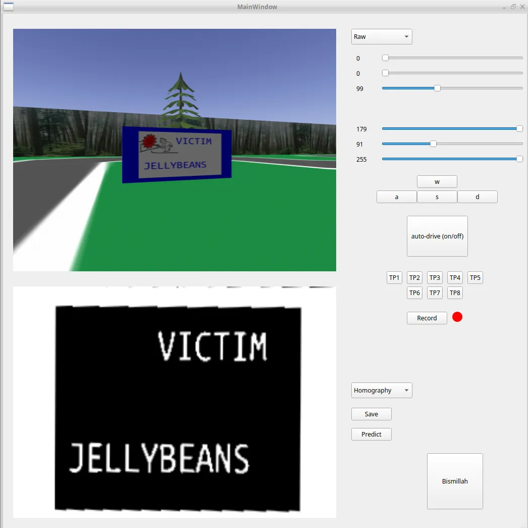 GUI showing homography for screenshots